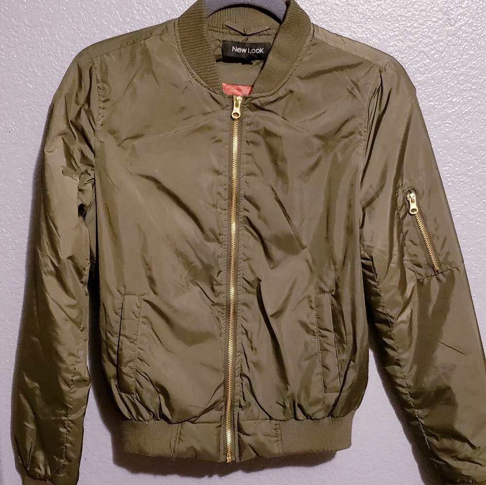 OLIVE GREEN BOMBER JACKET - Picture 3 of 5